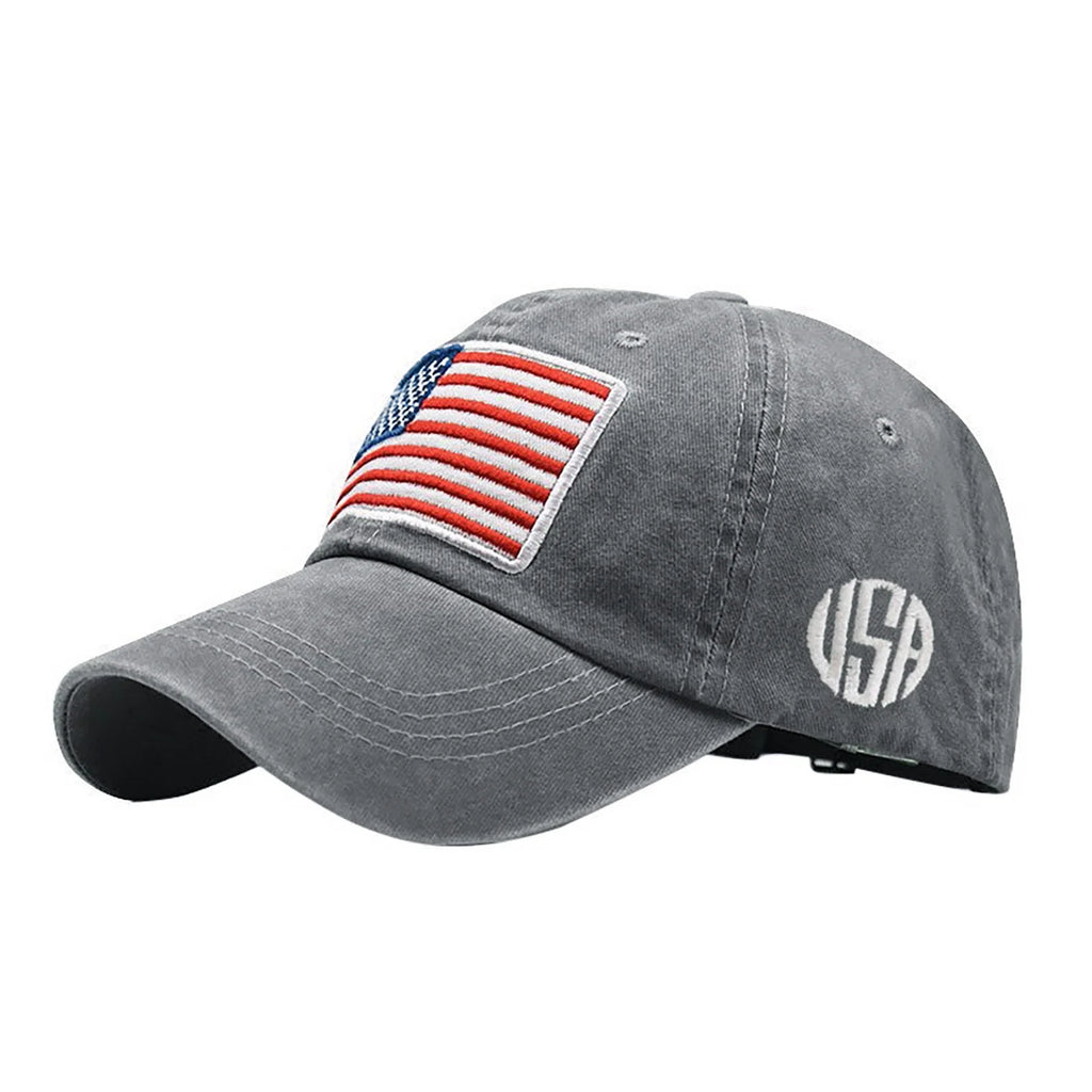 Adult Classic American Flag Washed Old Letter American Sunshade Baseball M P Mens Hat Plain Snap Back Baseball Cap